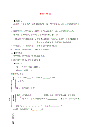 山東省青島市2020中考物理一輪專題復(fù)習(xí) 壓強（無答案）