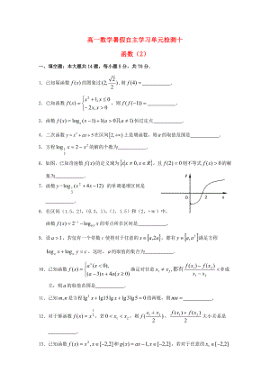 江蘇省南通市通州區(qū)2020年高一數(shù)學(xué)暑假自主學(xué)習(xí) 單元檢測(cè)十 函數(shù)（2）