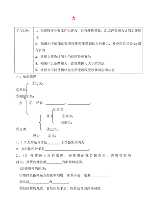 江蘇省句容市天王中學九年級物理 力復習學案（無答案）