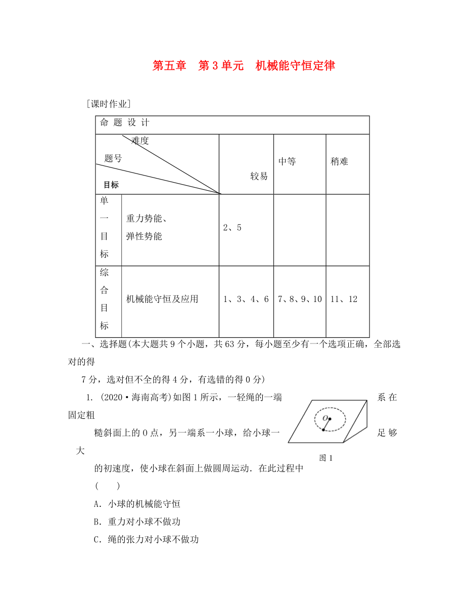 2020屆高三物理練習(xí) 機(jī)械能守恒定律率 新人教版_第1頁(yè)