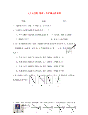 江蘇省南京市溧水區(qū)第一初級(jí)中學(xué)八年級(jí)物理上冊(cè)《光的折射 透鏡》單元綜合檢測(cè)題（無(wú)答案） 新人教版