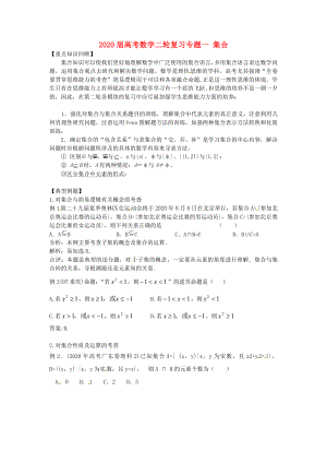 河南省衛(wèi)輝一中2020屆高三數(shù)學二輪 備考抓分點透析專題1 集合 理