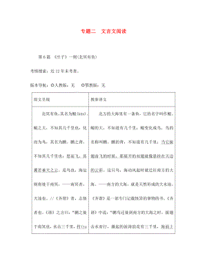 重慶市2020年中考語文總復(fù)習(xí) 第二部分 古詩文積累與閱讀 專題二 文言文閱讀 第4篇《莊子》一則(北冥有魚）原文呈現(xiàn)