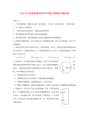 2020年江苏省南通市西亭中学高三物理综合测试卷（通用）