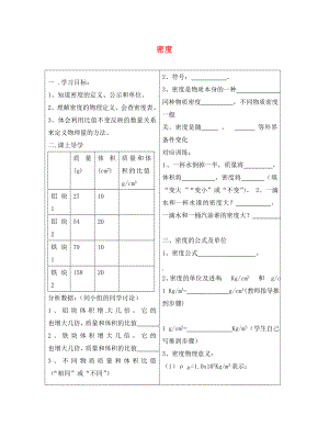 河北省豐寧滿族自治縣窄嶺中學(xué)八年級物理上冊 6.2 密度學(xué)案2（無答案）（新版）新人教版