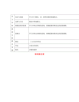 甘肅省寧縣第五中學(xué)八年級語文下冊 25 詩詞曲五首導(dǎo)學(xué)案3（無答案） 新人教版