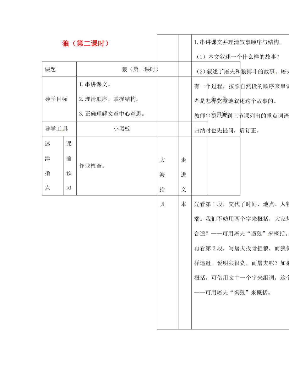 江西省吉安縣鳳凰中學(xué)七年級(jí)語(yǔ)文下冊(cè) 狼（第二課時(shí)）導(dǎo)學(xué)案（無(wú)答案） 新人教版_第1頁(yè)