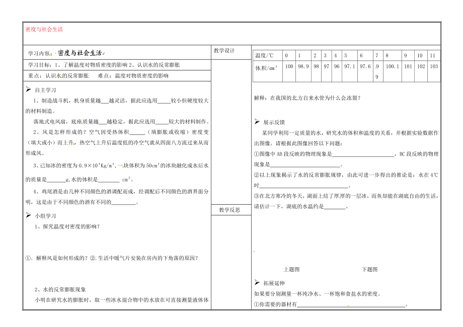 山西省灵石县教育科技局教研室九年级物理全册 密度与社会生活学案（无答案）（新版）新人教版_第1页