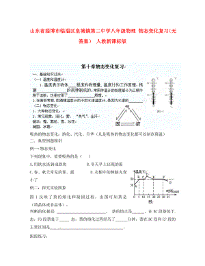 山東省淄博市臨淄區(qū)皇城鎮(zhèn)第二中學八年級物理 物態(tài)變化復習（無答案） 人教新課標版