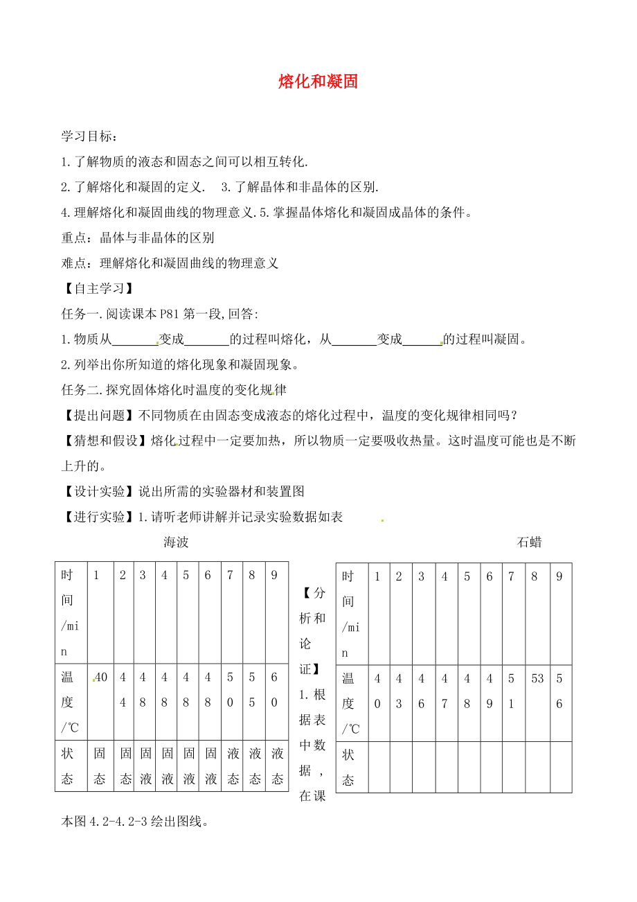 山東省濱州市博興縣錦秋街道辦事處清河學(xué)校八年級(jí)物理上冊(cè) 3.2 熔化和凝固導(dǎo)學(xué)案（無(wú)答案）（新版）新人教版_第1頁(yè)