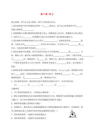 山東省濰坊安丘市2020中考物理 第十章 浮力復(fù)習(xí)學(xué)案（無(wú)答案）