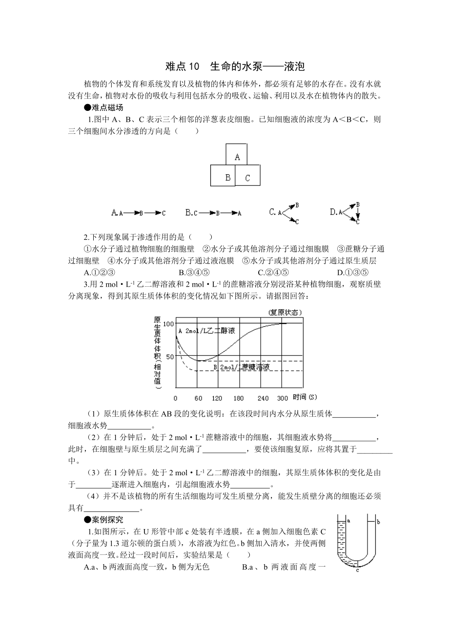 難點10生命的水泵——液泡_第1頁