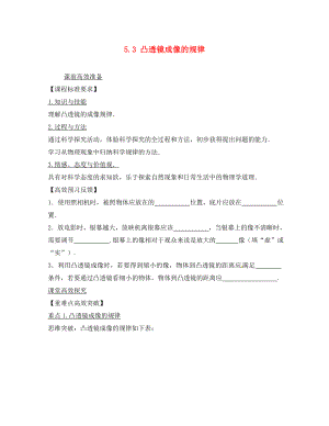 河南省虞城县第一初级中学八年级物理上册《5.3 凸透镜成像的规律》教学案 （新版）新人教版
