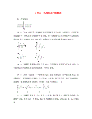 2020年高考物理 高考試題+模擬新題分類匯編專題7 機(jī)械振動(dòng)和機(jī)械波