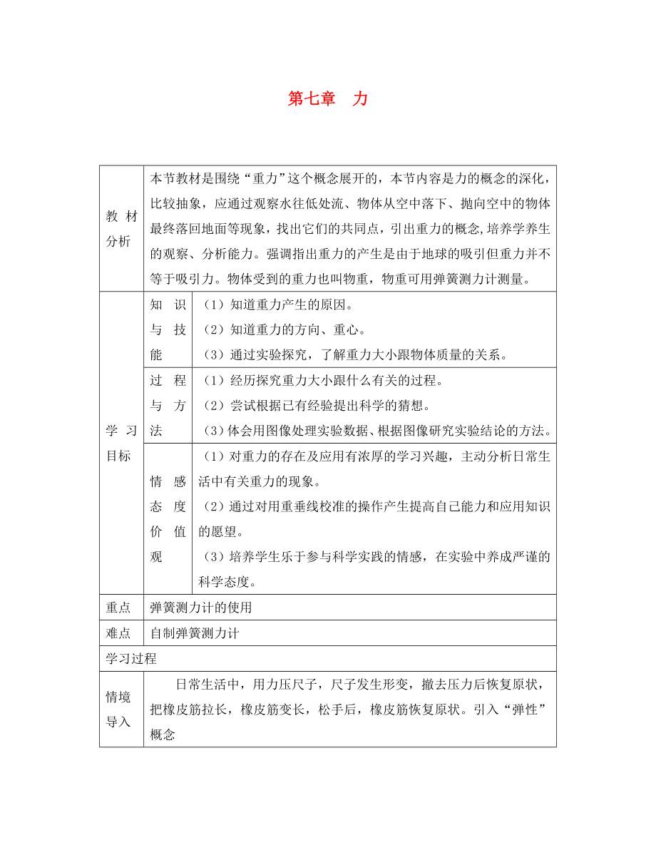 河北省遵化市石门镇义井铺中学八年级物理下册 第七章 第三节 重力导学案（无答案）（新版）新人教版_第1页