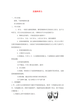 江蘇省漣水縣紅日中學(xué)2020屆中考物理一輪復(fù)習(xí) 壓強(qiáng)和浮力學(xué)案2（無答案）