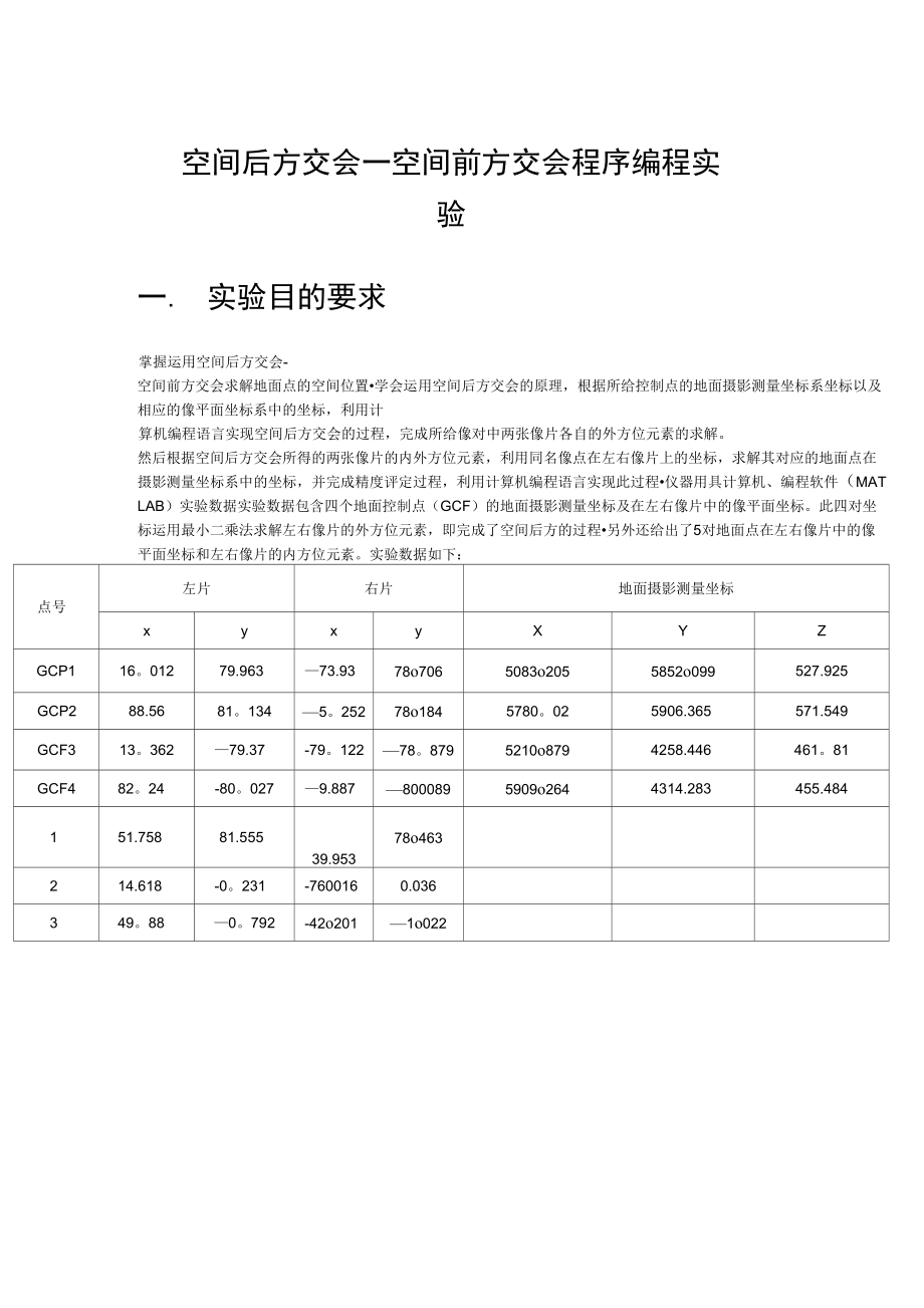 摄影测量实验报告_第1页