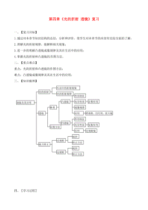 江蘇省蘇州市2020年中考物理一輪復習 第四章《光的折射 透鏡》導學案（無答案）