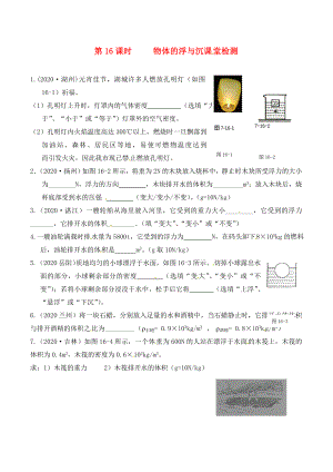 江蘇省南通市第一初級(jí)中學(xué)九年級(jí)物理下冊(cè) 課時(shí)16 物體的浮與沉課堂檢測(cè)（無(wú)答案） 蘇科版