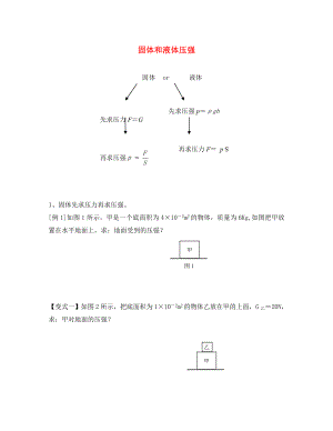 山東省泰安市岱岳區(qū)徂徠鎮(zhèn)第一中學(xué)八年級物理下冊 固體和液體壓強的簡單計算練習(xí)（無答案）（新版）新人教版