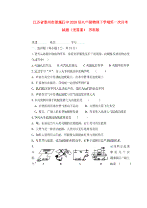 江苏省泰州市2020届九年级物理下学期第一次月考试题（无答案） 苏科版