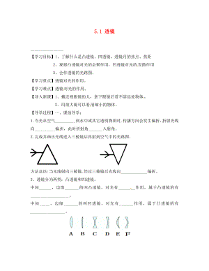 四川省富順縣第三中學(xué)八年級物理上冊 第五章 透鏡及其應(yīng)用 5.1 透鏡學(xué)案（無答案） 新人教版