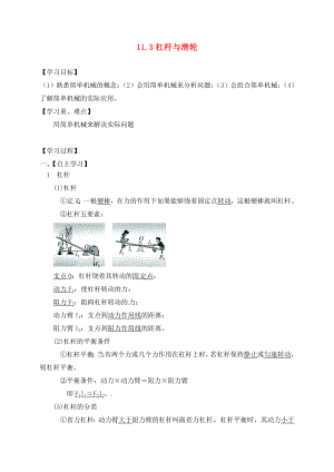 江苏省南通市实验中学九年级物理上册《杠杆与滑轮》复习学案（无答案） 苏科版