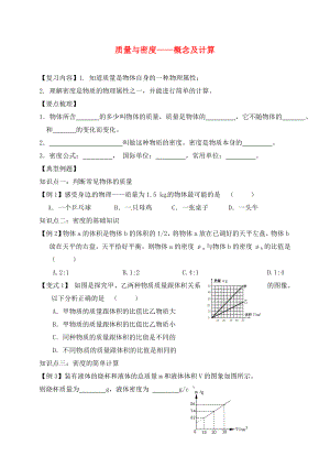 江蘇省鎮(zhèn)江市丹徒區(qū)中考物理復(fù)習(xí) 質(zhì)量與密度概念及計(jì)算學(xué)案（無答案）