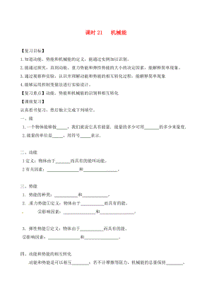 江蘇省南通市第一初級中學(xué)九年級物理下冊 課時21 機械能復(fù)習(xí)學(xué)案（無答案） 蘇科版