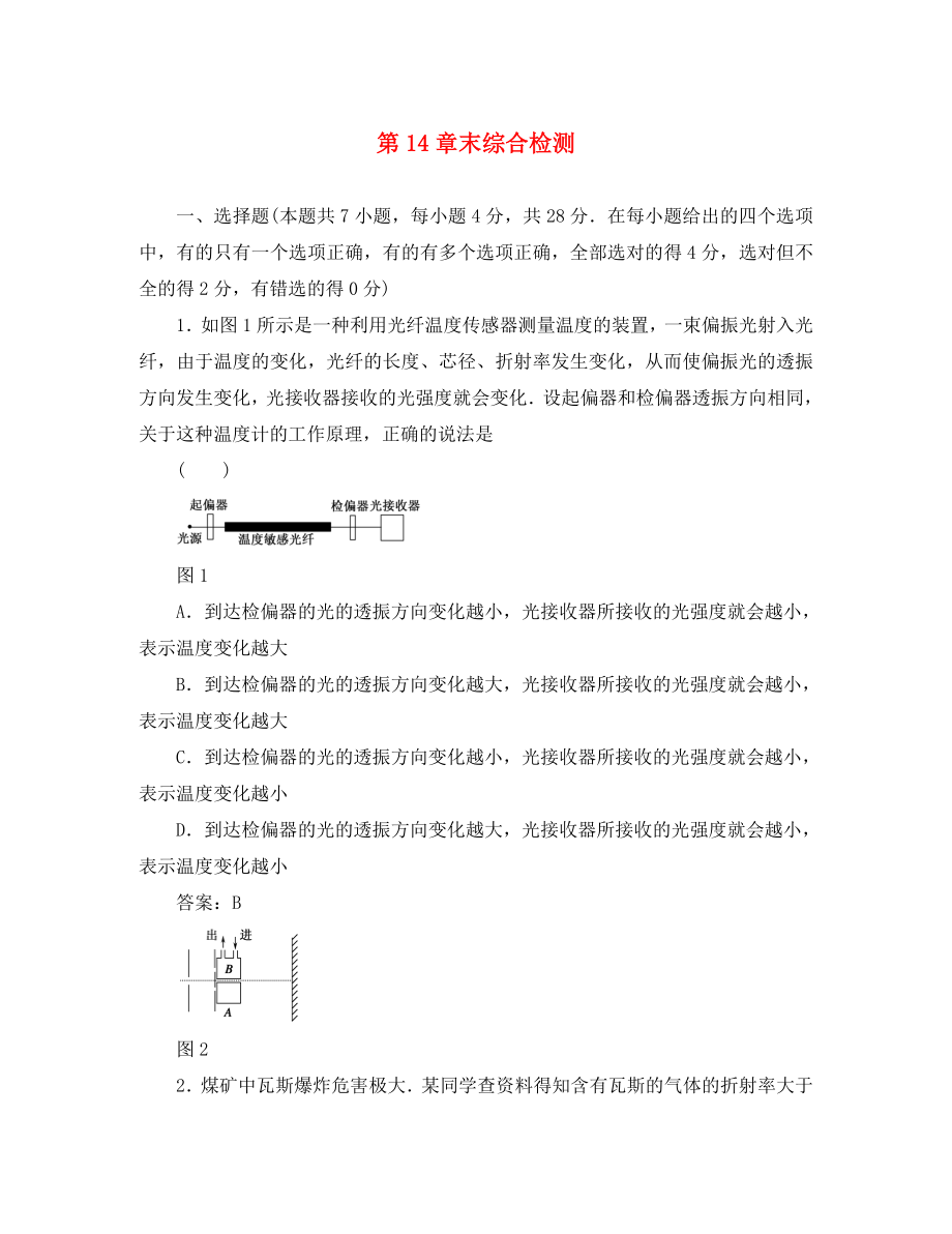 2020高考物理單元卷 第14章電磁波 相對(duì)論簡(jiǎn)介 章末綜合檢測(cè)（通用）_第1頁