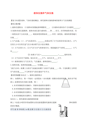 江蘇省丹徒區(qū)2020中考物理復(fù)習(xí) 11 液體、氣體、流體壓強(qiáng)學(xué)案（無(wú)答案）