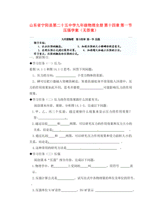 山東省寧陽縣第二十五中學(xué)九年級(jí)物理全冊(cè) 第十四章 第一節(jié) 壓強(qiáng)學(xué)案（無答案） 新人教版