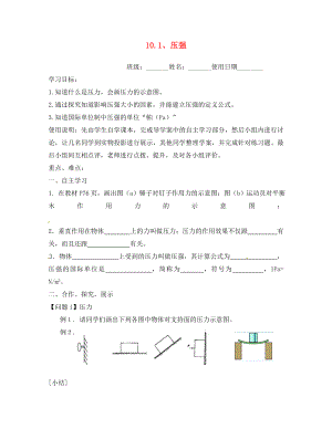 江苏省南通市实验中学八年级物理下册 10.1 压强学案（无答案） 苏科版