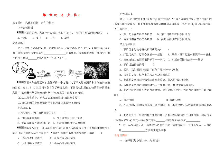 河南省2020年中考物理第一輪復(fù)習(xí) 第三章 物態(tài) 變化（二）（無答案）_第1頁