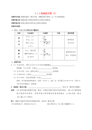 江蘇省鎮(zhèn)江市丹徒鎮(zhèn)高中數學 2.1.2 直線的方程（3）學案（無答案）蘇教版必修2