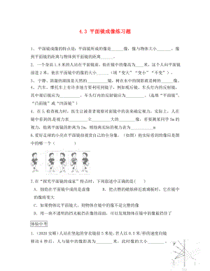 河北省藁城市尚西中学八年级物理上册 4.3 平面镜成像练习题（无答案）（新版）新人教版（通用）