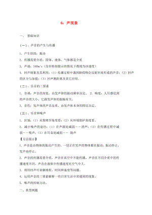 山東省高青縣2020屆中考物理 專題復(fù)習(xí)6 聲現(xiàn)象（無答案）