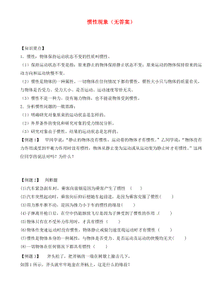 江蘇省大豐市萬(wàn)盈二中2020屆中考物理總復(fù)習(xí) 慣性現(xiàn)象（無(wú)答案）