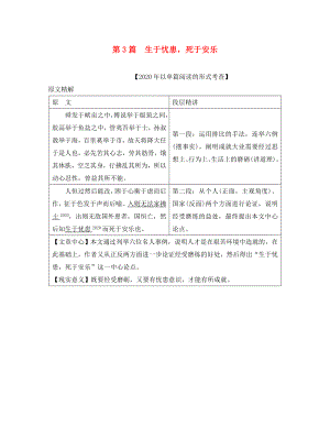 （課標(biāo)版）安徽省2020中考語(yǔ)文 第二部分 閱讀專題四 文言文閱讀 第3篇 生于憂患死于安樂(lè)