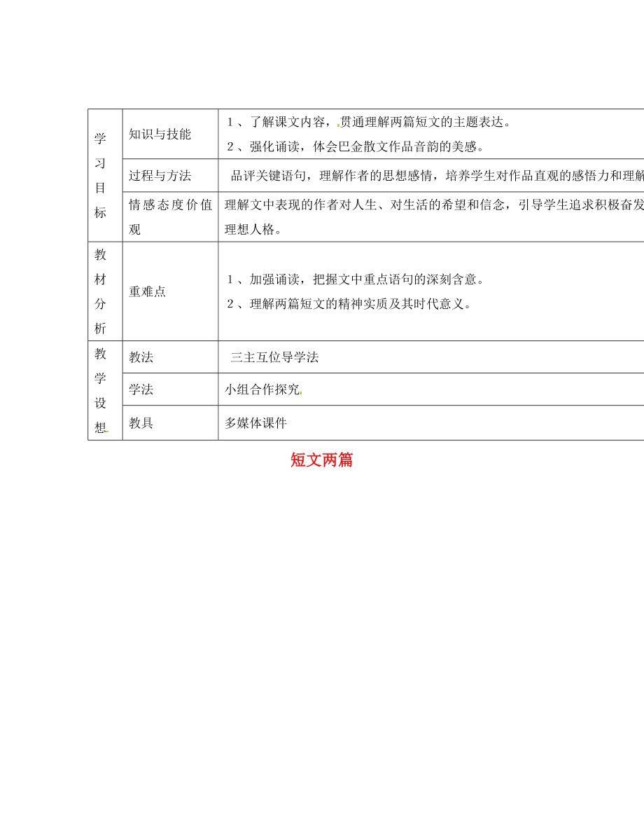 甘肅省寧縣第五中學八年級語文下冊 8 短文兩篇導學案（無答案） 新人教版_第1頁