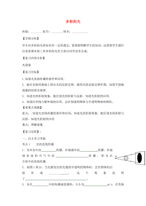 福建省南安市石井鎮(zhèn)厚德中學(xué)2020屆中考物理第一輪復(fù)習(xí) 多彩的光學(xué)案（無答案）