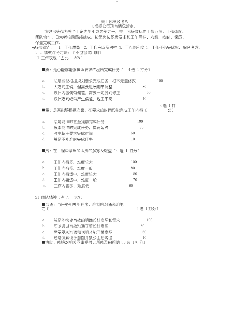 美工部绩效考核_第1页