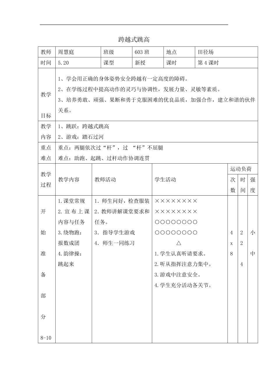 小學體育教案- 跨越式跳高浙教課標版_第1頁