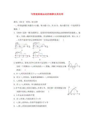 江蘇省2020年高考物理復習 沖刺卷一 勻變速直線運動的規(guī)律及其應用（無答案）