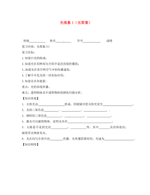 江蘇省大豐市萬盈二中2020屆中考物理總復(fù)習(xí) 光現(xiàn)象（無答案）