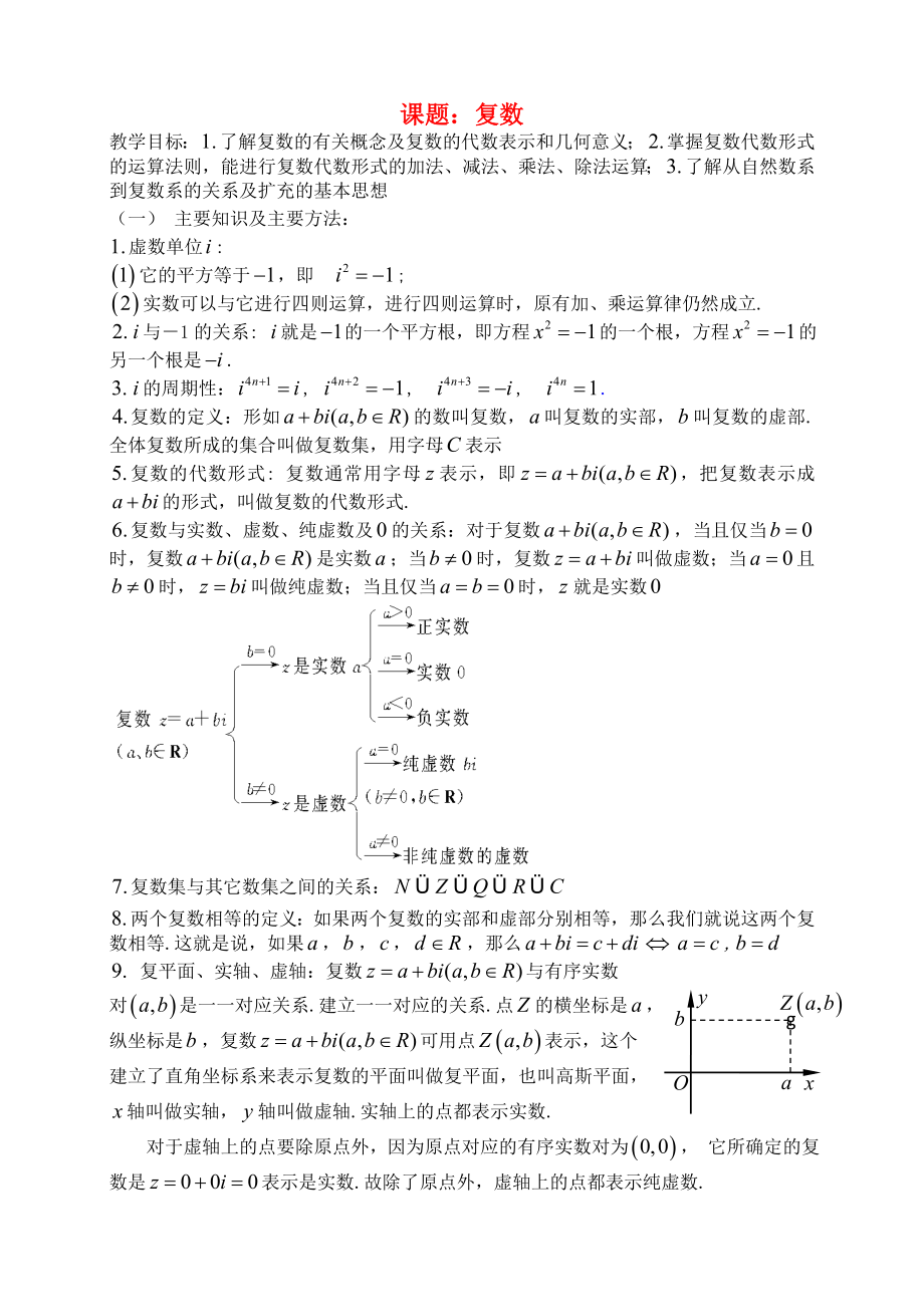 高三數(shù)學 第81課時 第十四章 復數(shù)教案_第1頁