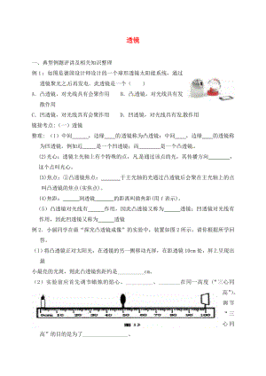 江蘇省無(wú)錫市2020屆中考物理 透鏡復(fù)習(xí)學(xué)案（無(wú)答案）