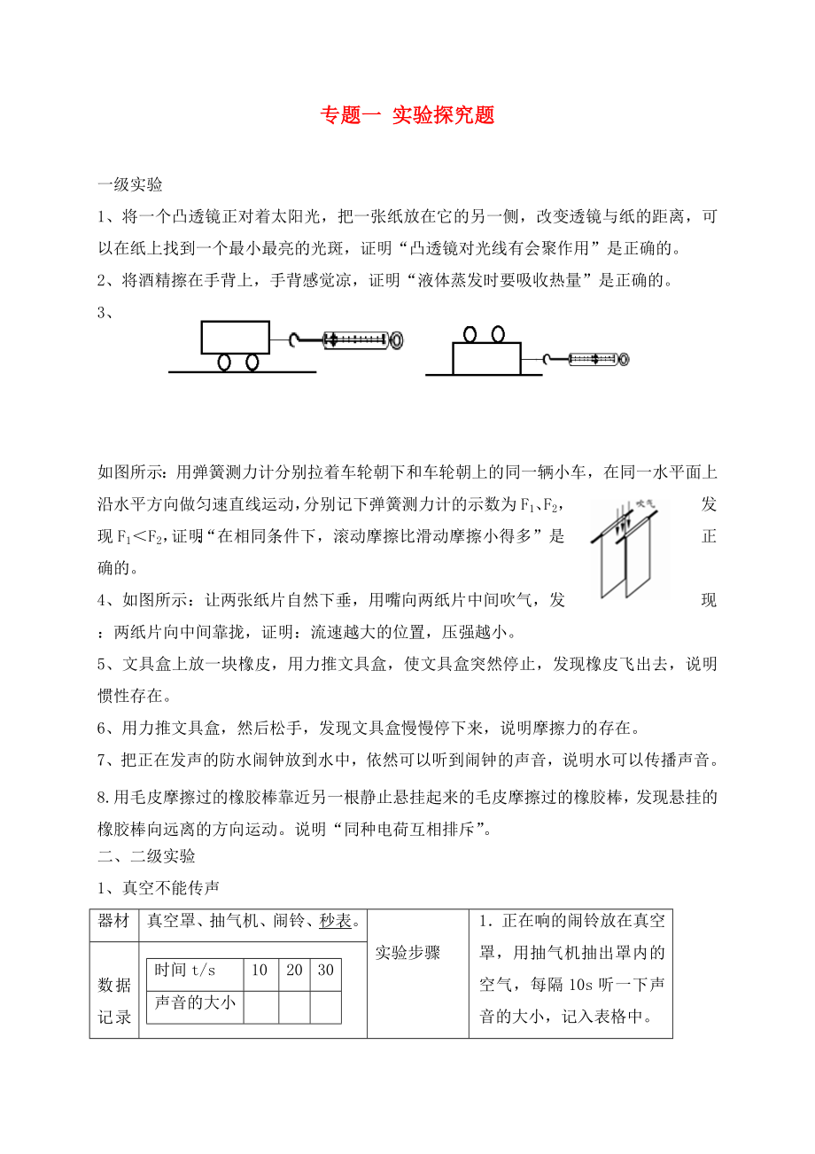 山東省青島市2020中考物理一輪專題復(fù)習(xí) 專題一 實(shí)驗(yàn)探究題（無答案）_第1頁