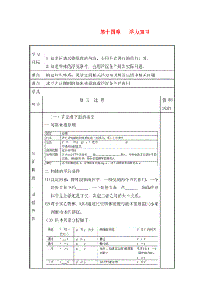 湖北省襄陽(yáng)四十七中九年級(jí)物理《第十四章 壓強(qiáng)和浮力》復(fù)習(xí)學(xué)案1（無(wú)答案） 人教新課標(biāo)版