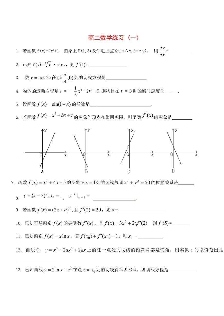 高中数学 函数练习 苏教版选修2-2_第1页